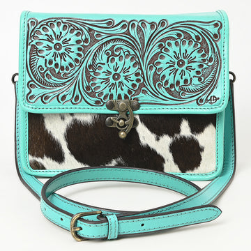 American Darling Cross Body Hand Tooled Hair on-Genuine Leather Western Women Bag Handbag Purse | Crossbody